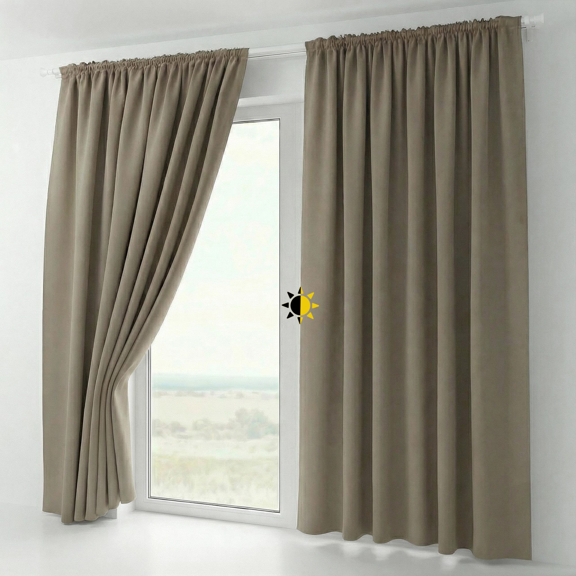 Beautex Verdunkelungsvorhang 2er Set Verdunkelungsgardine mit U-Band, Blackout Vorhang abdunkelnd (2 St), Kräuselband, verdunkelnd