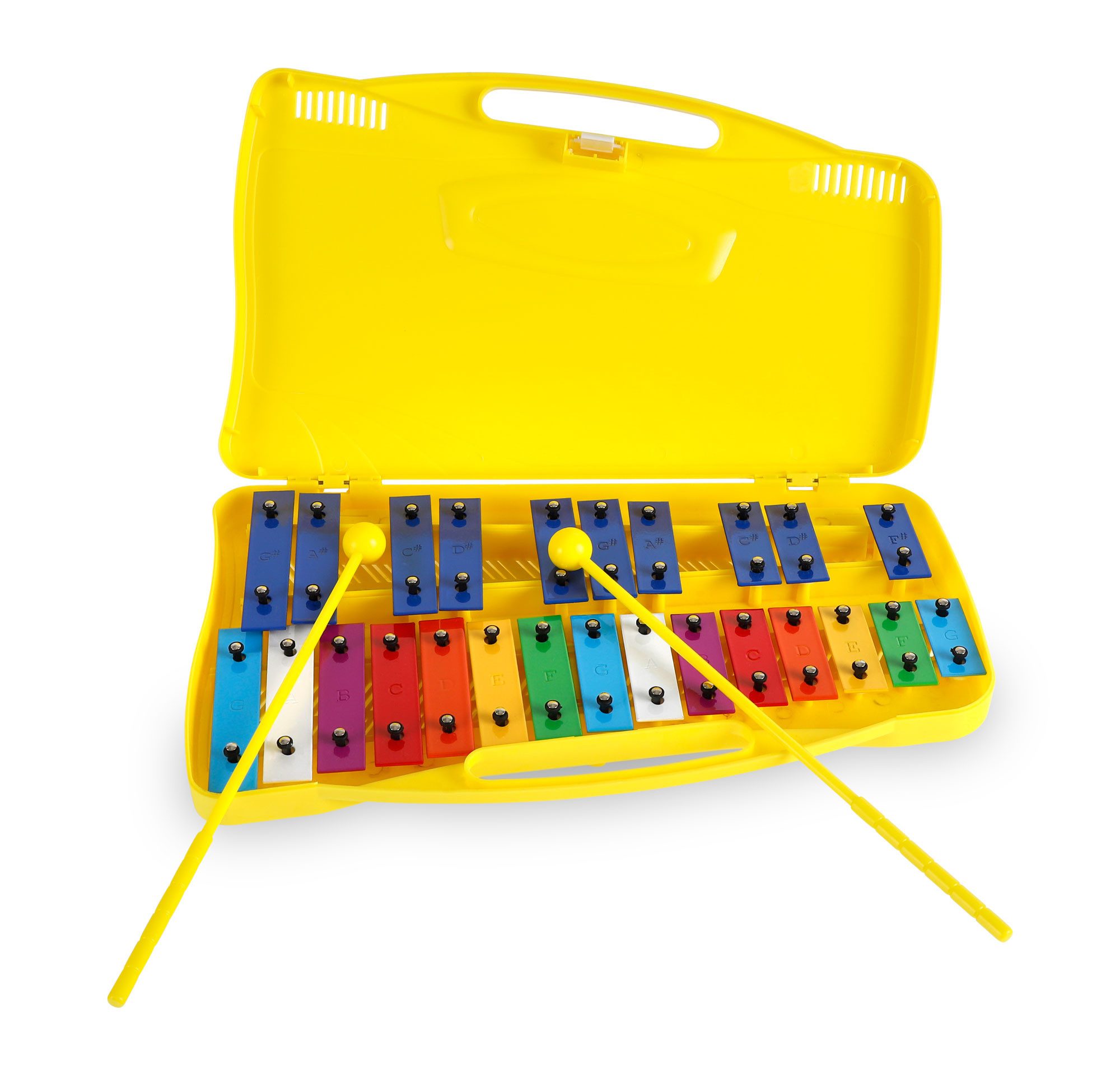 Classic Cantabile Glockenspiel für Kinder mit 25 Tönen Gelb, 1-St., Inkl. praktischem Tragekoffer und Schlägeln, Absolut stimmgenau