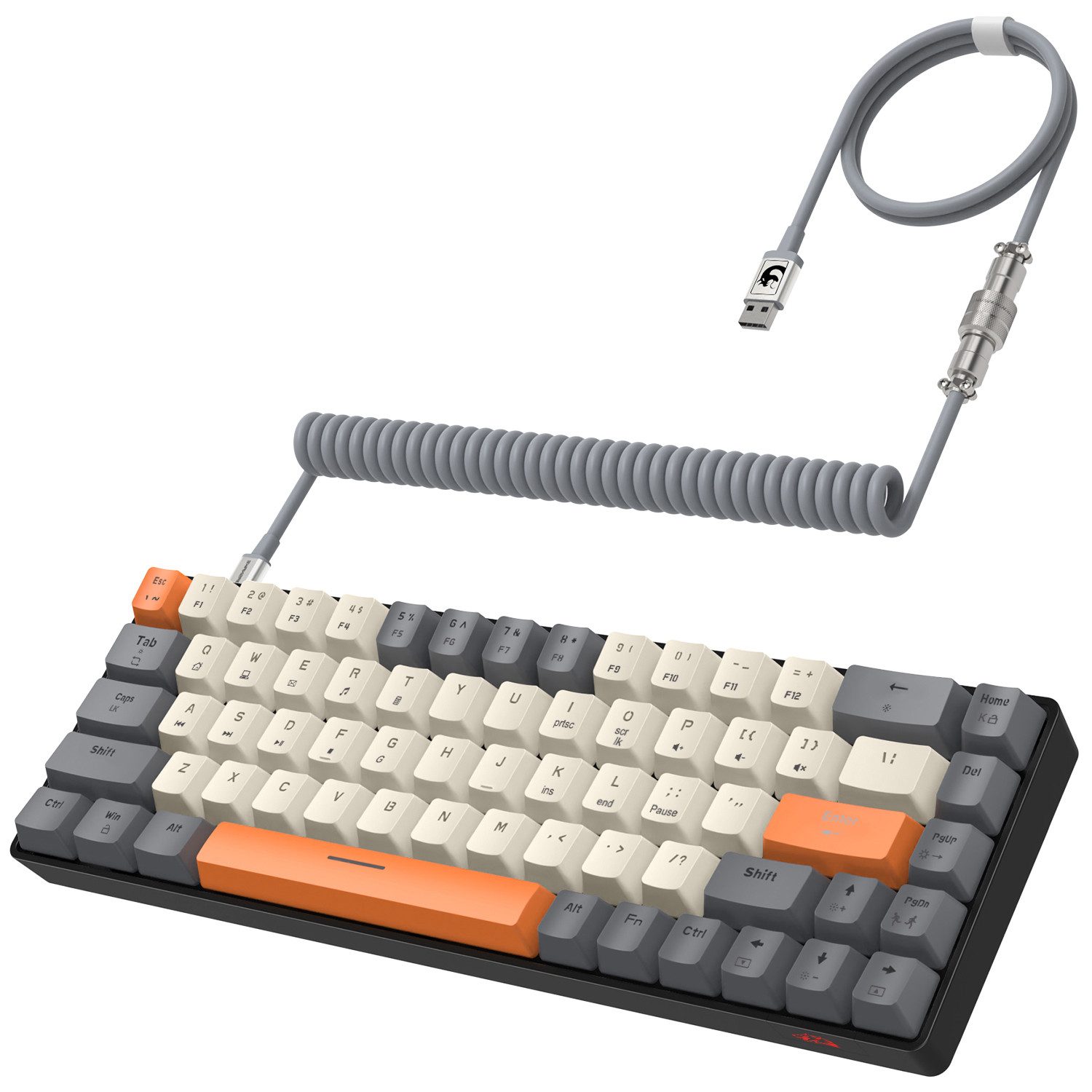 ZIYOU LANG T8 60% Mechanische Gaming-Tastatur,68 Tasten TKL mit Kompaktem Layout, Gaming-Tastatur (Kompaktem Layout,18 RGB,Anti-Ghosting,USB-C Spiralkabel,für PC,Mac)