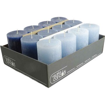 DekoTown Stumpenkerze Mix Marmorierte Kerzen Blau Eisblau Saphir Nachtblau 11x7cm, 3 St.