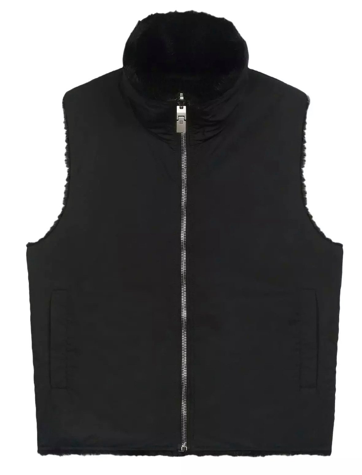 GIVENCHY Wendejacke Weste Vest Wendbare Kunstfell Jacke Blouson Rückseite aus gerippter Wolle, Wendbar Weste