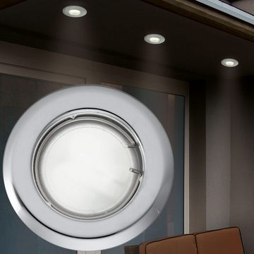 etc-shop LED Einbaustrahler, Leuchtmittel inklusive, Warmweiß, 5er Set Spot Strahler Einbaustrahler Chrom Wohnzimmerlampe Stahl rund