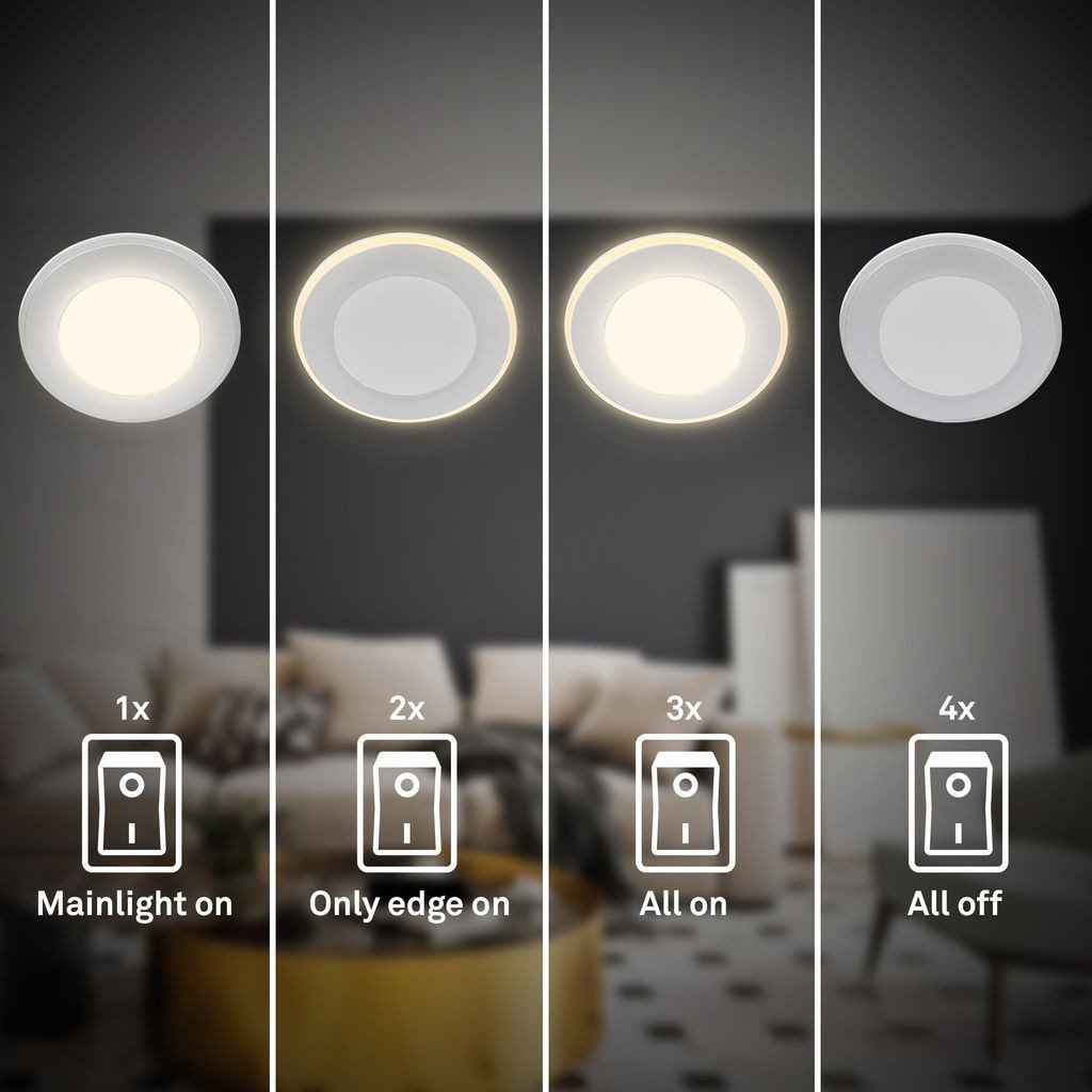 Briloner Leuchten LED Einbaustrahler 7988034, LED fest integriert, 2700K - Extra-Warmweiß, LED Einbauleuchten 93x30 mm Chrom-Matt je 4,9W Decke Wohnzimmer