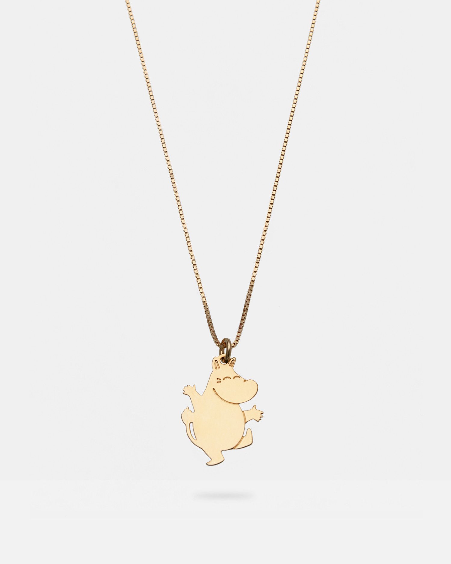 Malaika Raiss Kette mit Anhänger Jumping Moomin Halskette Damen Gold mit springender Moomin Figur 45 cm, Silber 925, 24 Karat vergoldet