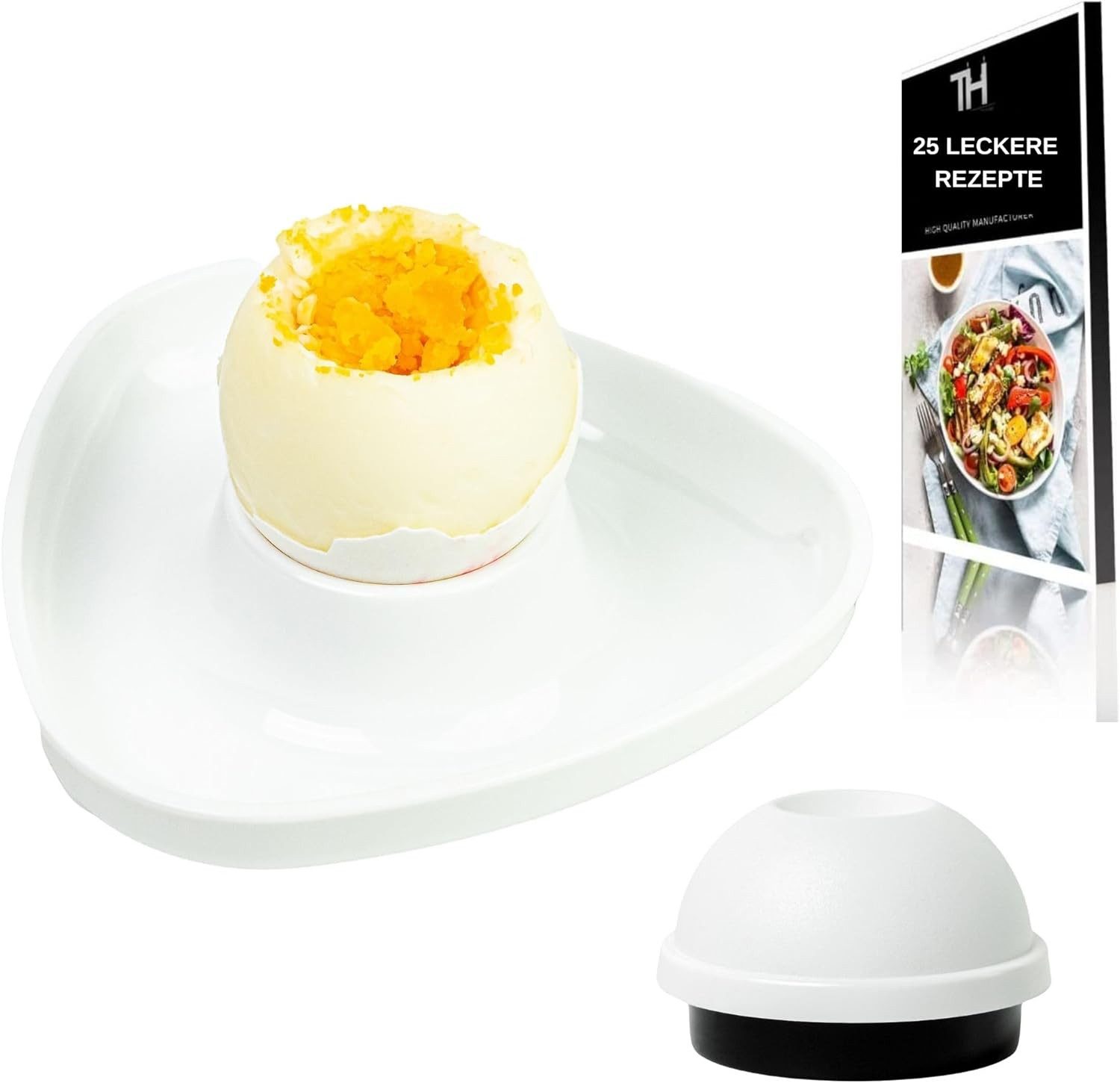 Eierbecher Weiß Premium Stapelbar inkl. Eidorn im 6er Set