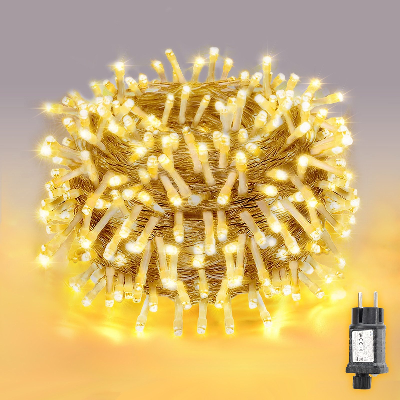 Salcar LED-Lichterkette 2m-100m LED Lichterkette Weihnachtsbaum 20-1660er LED Weihnachtsdeko, 15m 220 LED, 8 Modi und Memory-Funktion, 31V, Spritzwassergeschützt