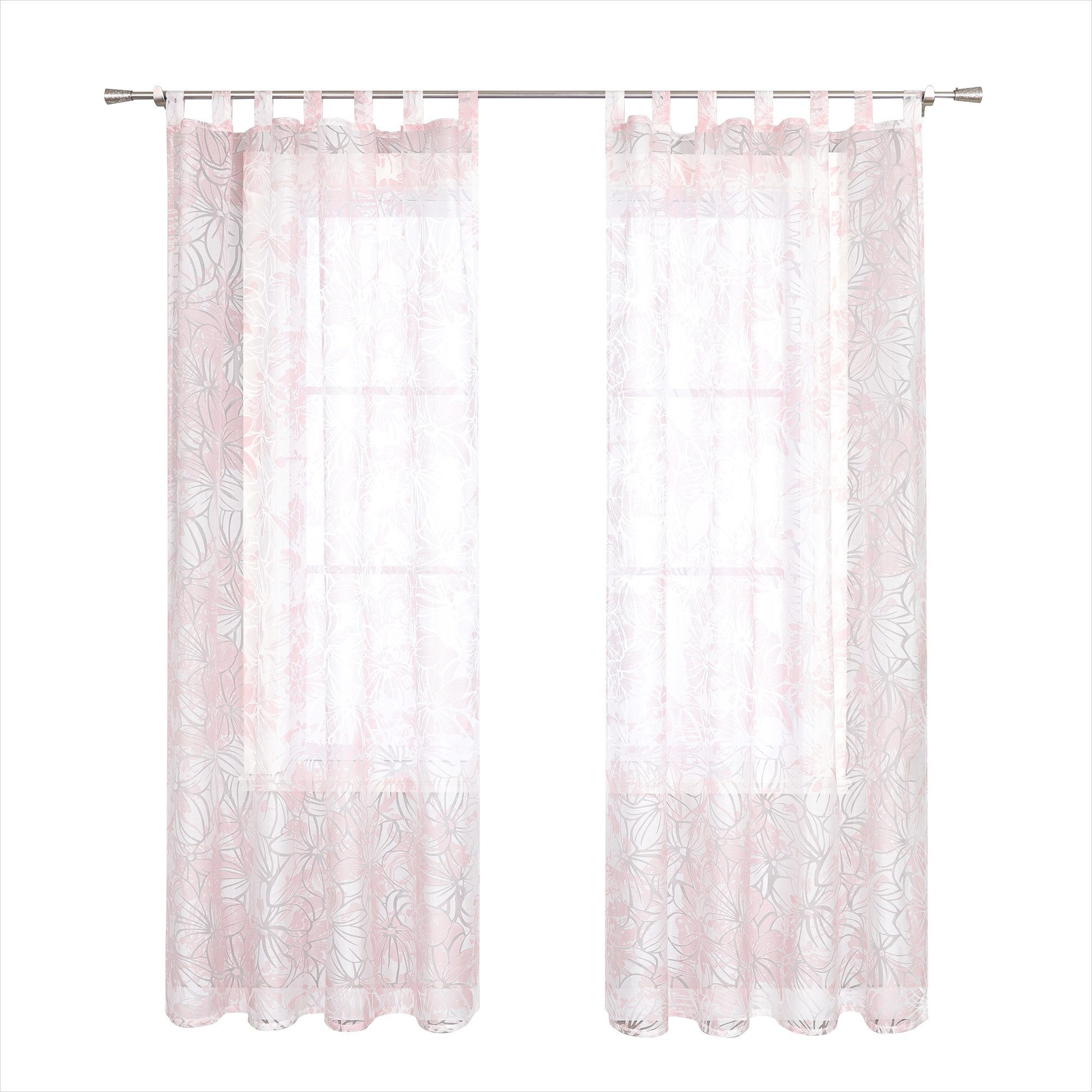 Joyswahl Gardine (1 St), Schlaufen, transparent, Volie Ausbrenner, Voile Ausbrenne Gardinenschals mit Floral Muster Wohnzimmer