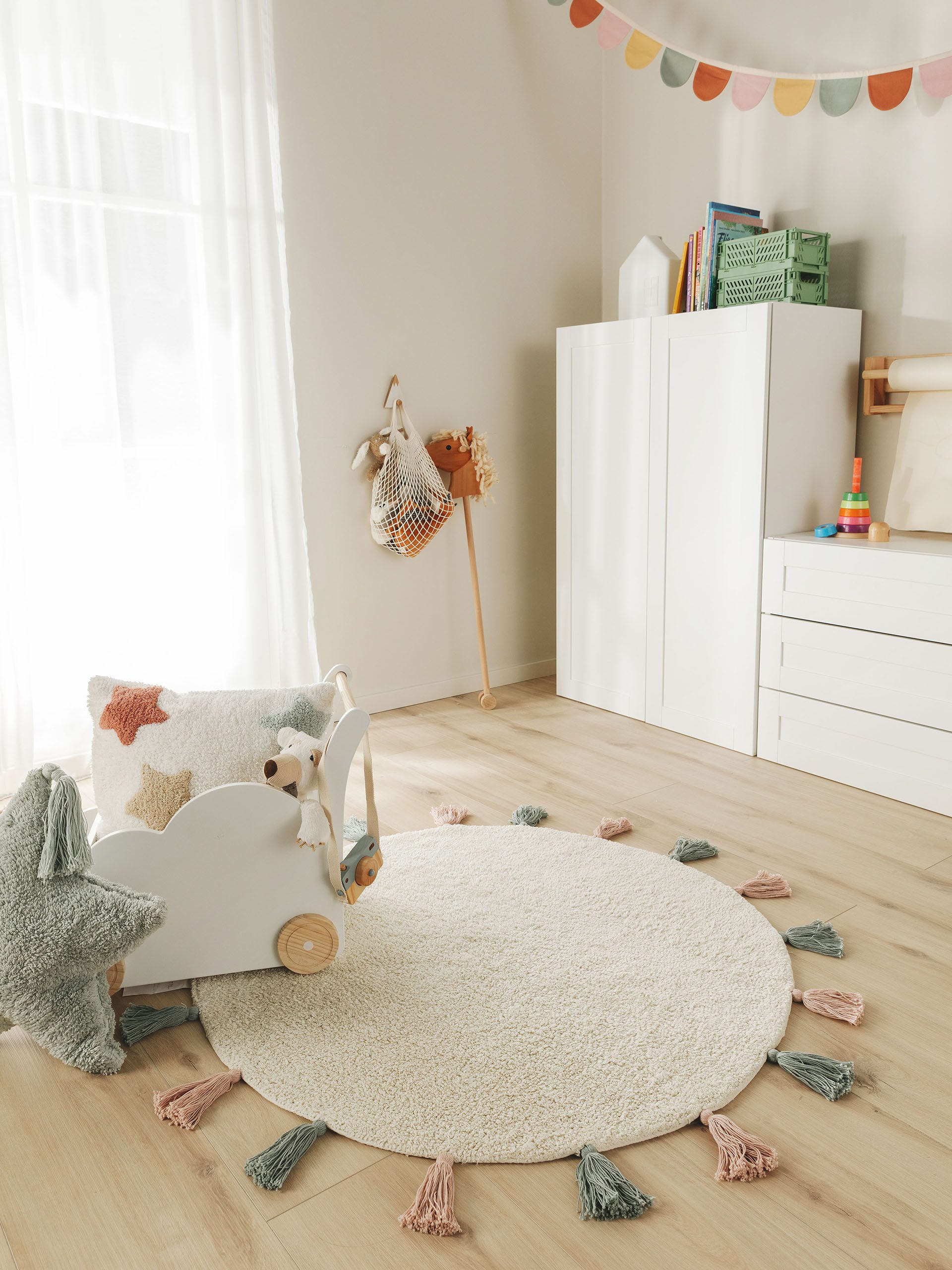 benuta Kinderteppich Malu, rund, Höhe: 6 mm, Kunstfaser, Berber, Ethno-Style, Wohnzimmer