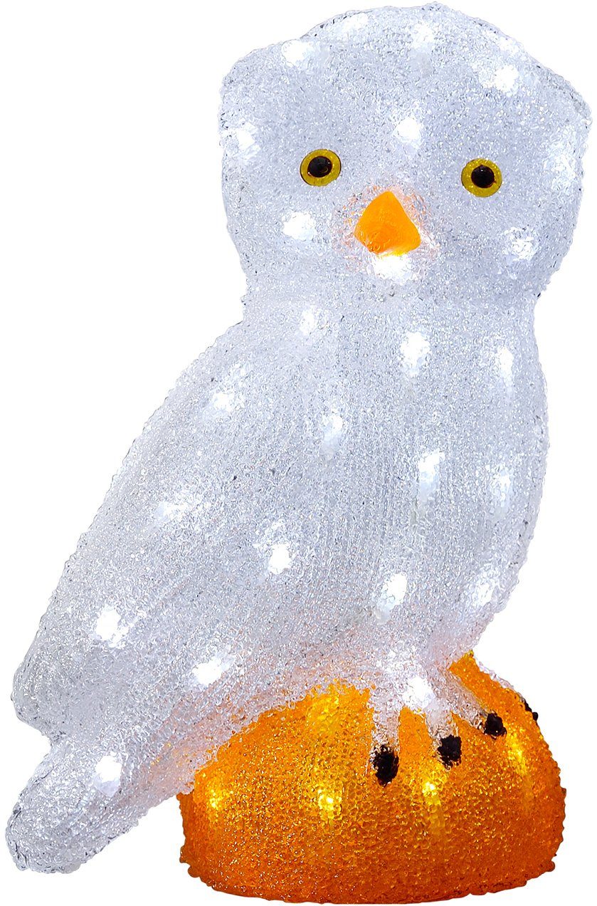 Weihnachtsfigur Acryl 56 (1 groß, kalt Eule, aussen KONSTSMIDE weiße Weihnachtsdeko St), LED Dioden