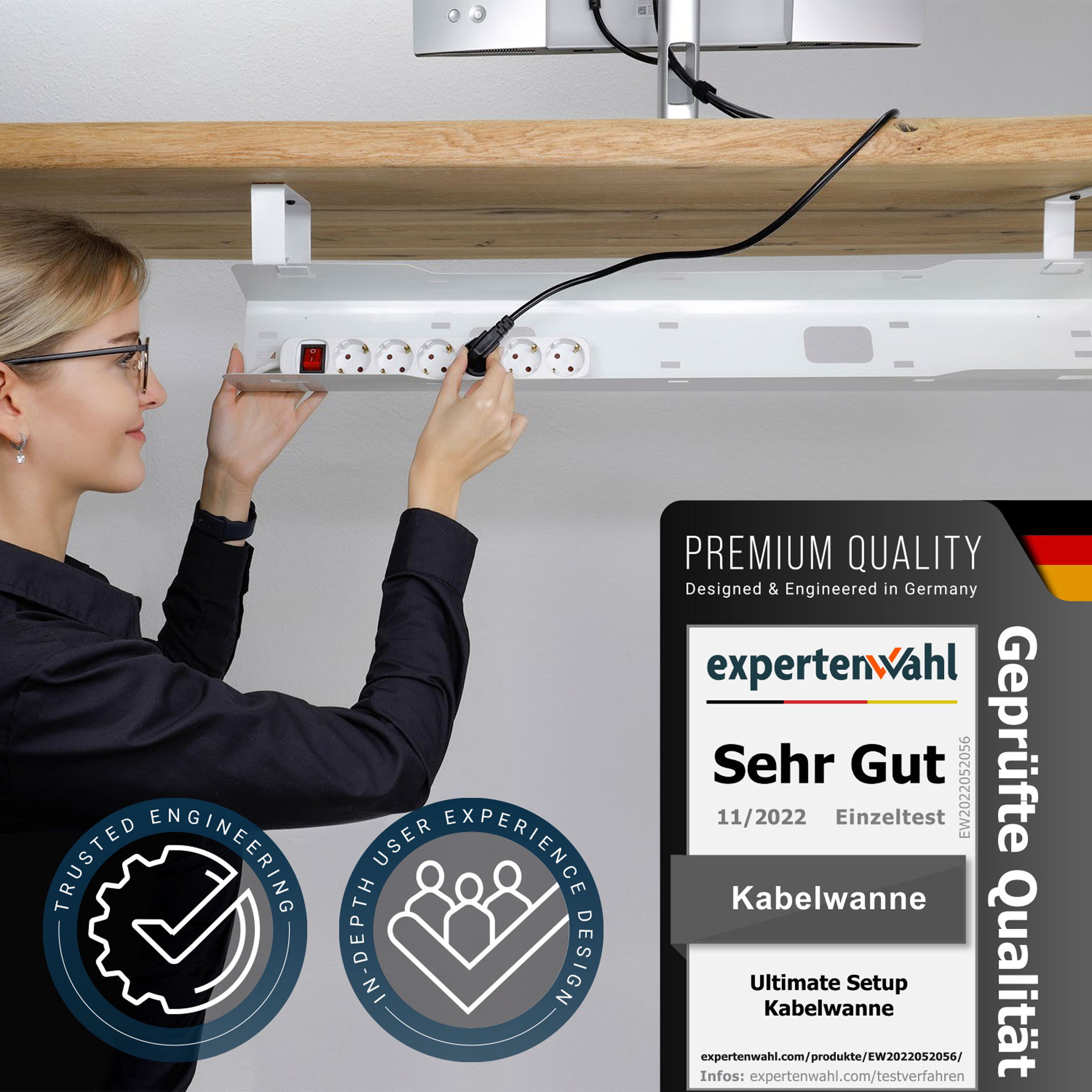 Ultimate Setup Kabelführung Kabelwanne Schreibtisch für bestes Kabelmanagement, Klappbar
