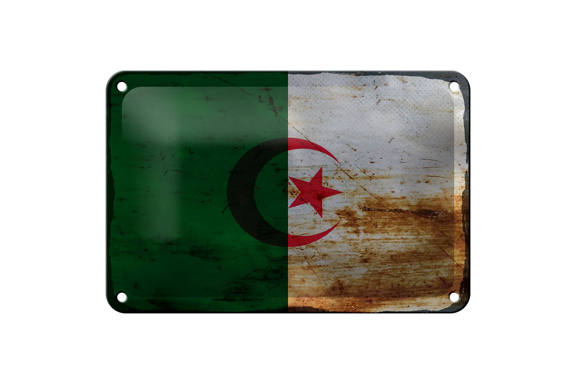 Femer GmbH Metallschild Flagge Algerien 18x12cm Flag Algeria Rost, (1 St), gewölbte Oberfläche, abgerundete Ecken, umgeschlagene Kanten