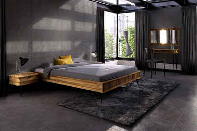 Natur24 Einzelbett »Bett Tula 3 aus Wildeiche massiv 160x200 cm ohne Kopfteil mit Metallbeinen«