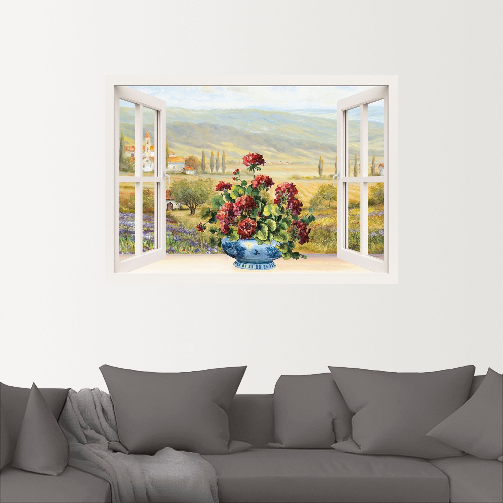 St), Blumenbouquet Wandbild am Artland (1 weißen gedruckt Fensterblick Fenster,