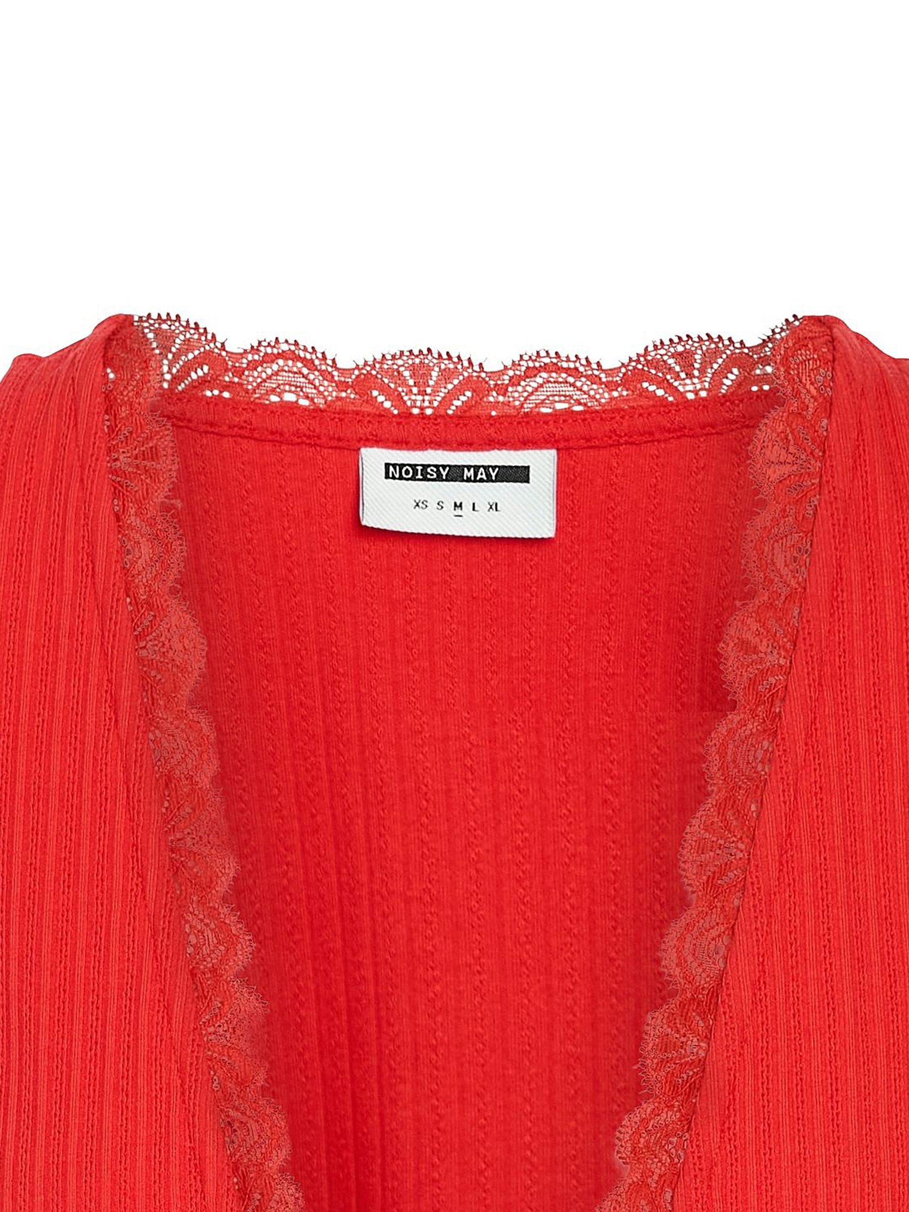 Noisy may Shirttop Top mit Spitzen Details NMSELENA S/L TIE TOP JRS