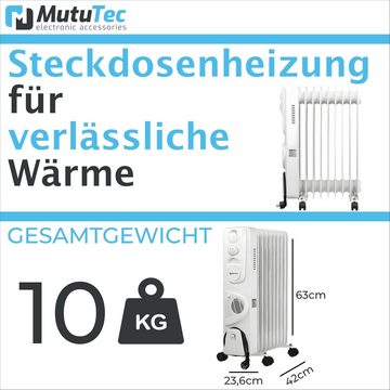 MutuTec Heizgerät Ölradiator / Elektroheizung 9 Rippen 2000W - Weiß