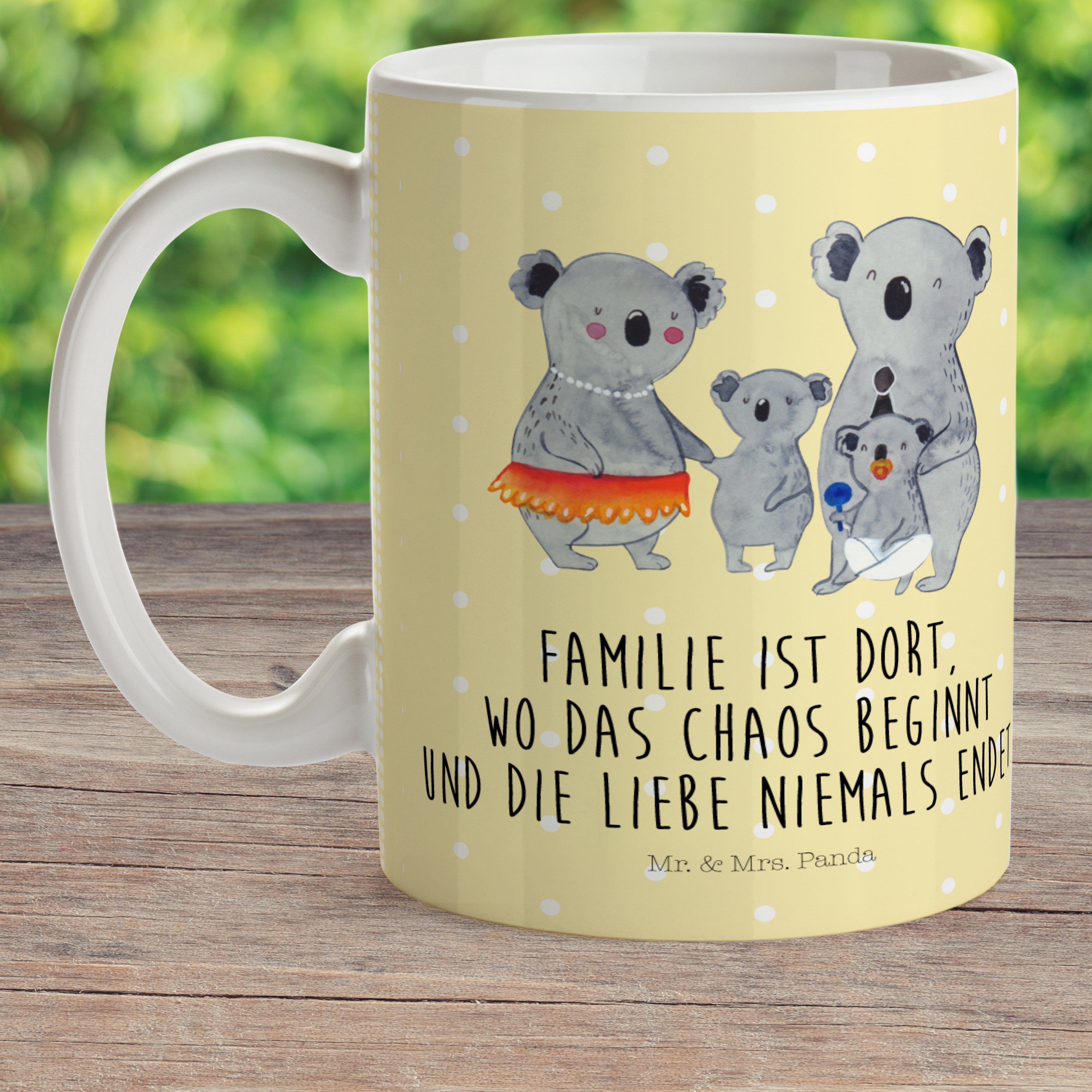 Mr. & Koalas, Kunststoffgeschirr, - Gelb Familie Pastell Koala Panda Kinderbecher Mrs. Kunststoff - Geschenk