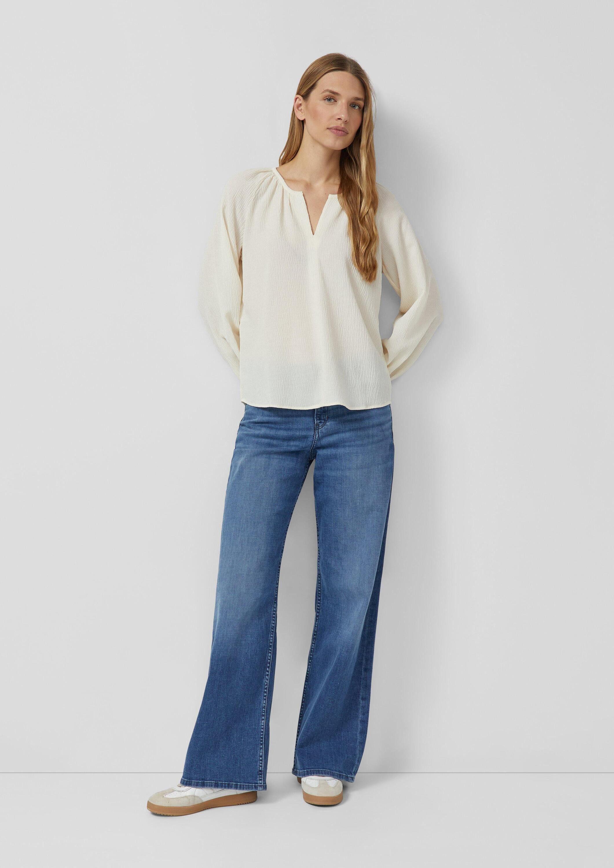 s.Oliver Langarmbluse Bluse Elastische strukturierte Bluse mit weitem Arm