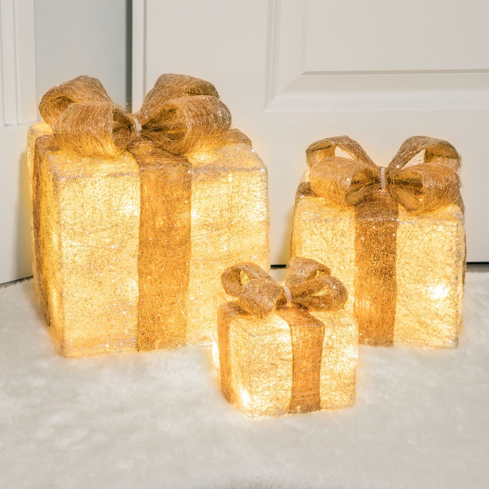 Gravidus Geschenkbox LED 3er Set beleuchtete Geschenkbox 6H Timer