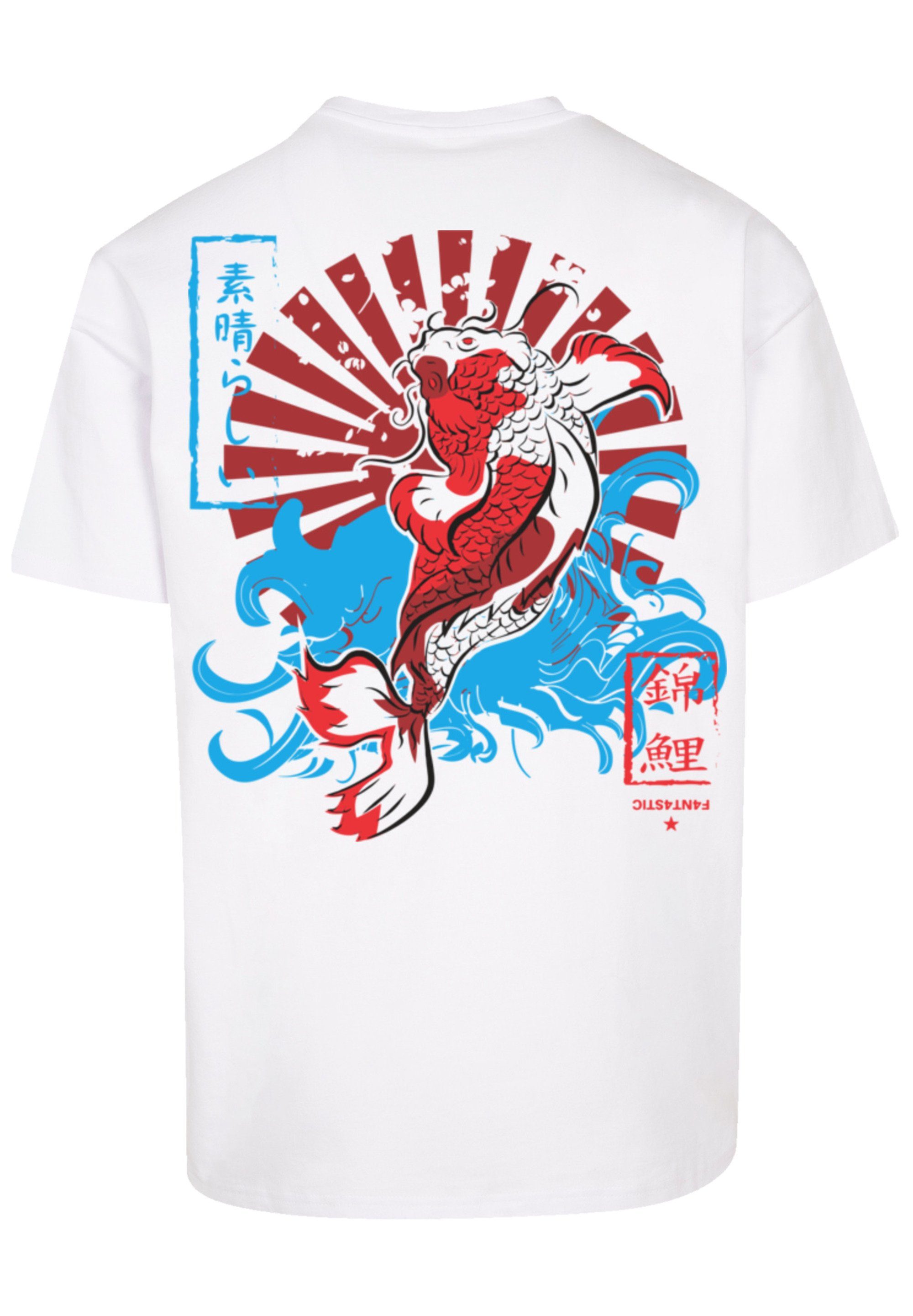 F4NT4STIC T-Shirt PLUS SIZE Japan Koi Print weiß
