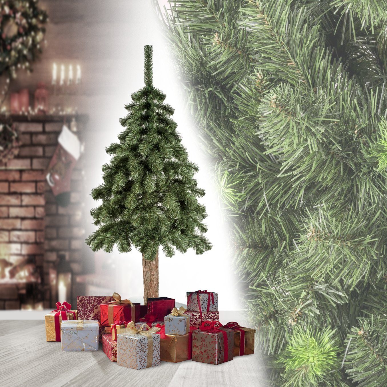 Roysson Künstlicher Weihnachtsbaum Künstlicher Weihnachtsbaum PREMIUM Baumstumpf Christbaum Deko