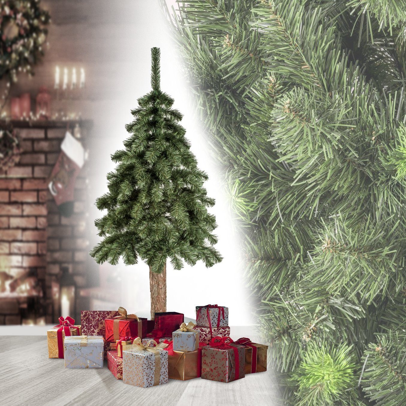 Roysson Künstlicher Weihnachtsbaum Künstlicher Weihnachtsbaum PREMIUM  Baumstumpf Christbaum Deko | Künstliche Weihnachtsbäume