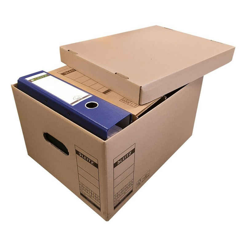 LEITZ Archivcontainer 6081 (10 St), Archiv- und Transport-Schachtel, stapelbar/ recycelbar