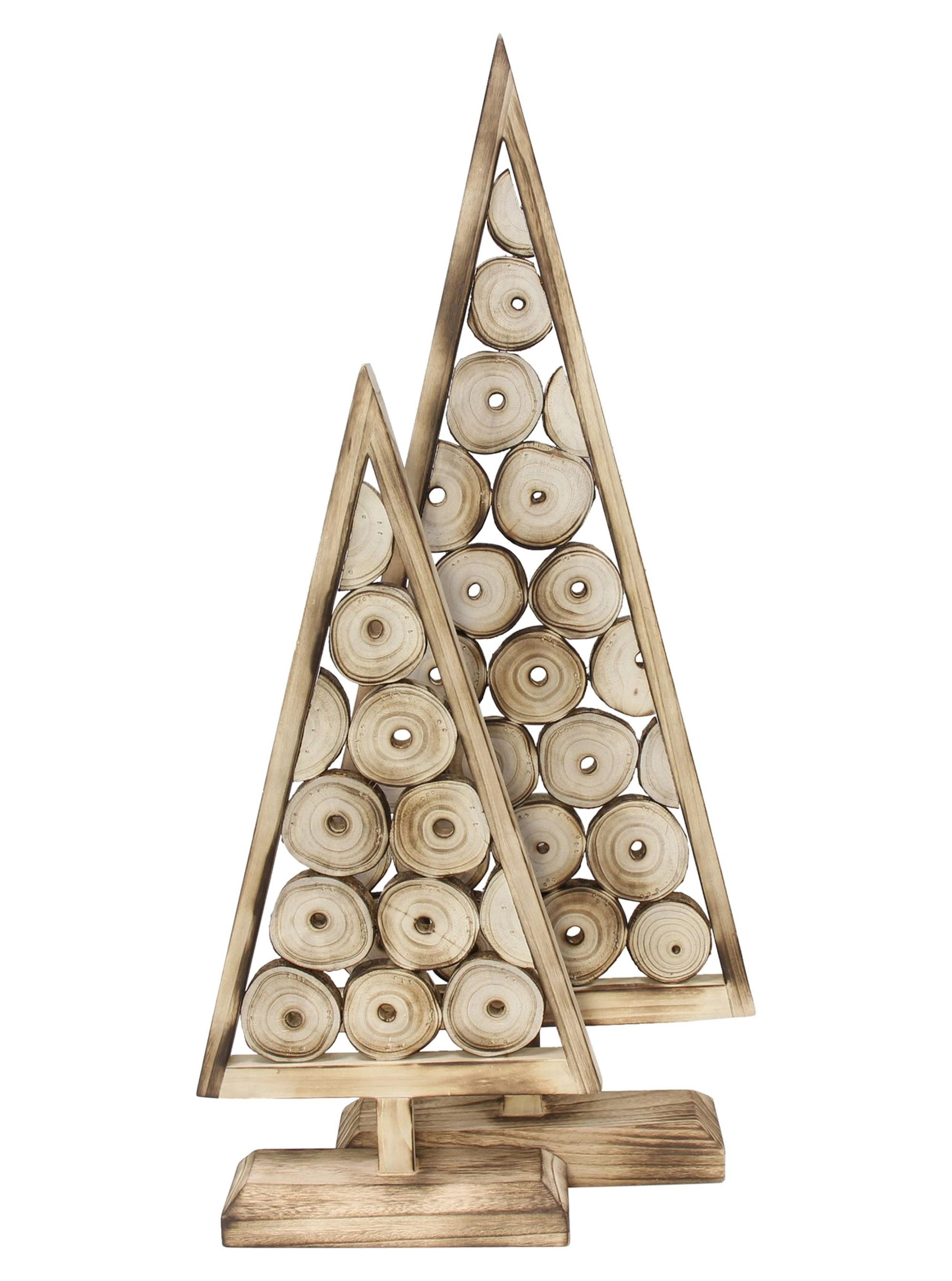 Frank Flechtwaren Weihnachtsfigur Holzdeko "Tannenbaum", 2er Set