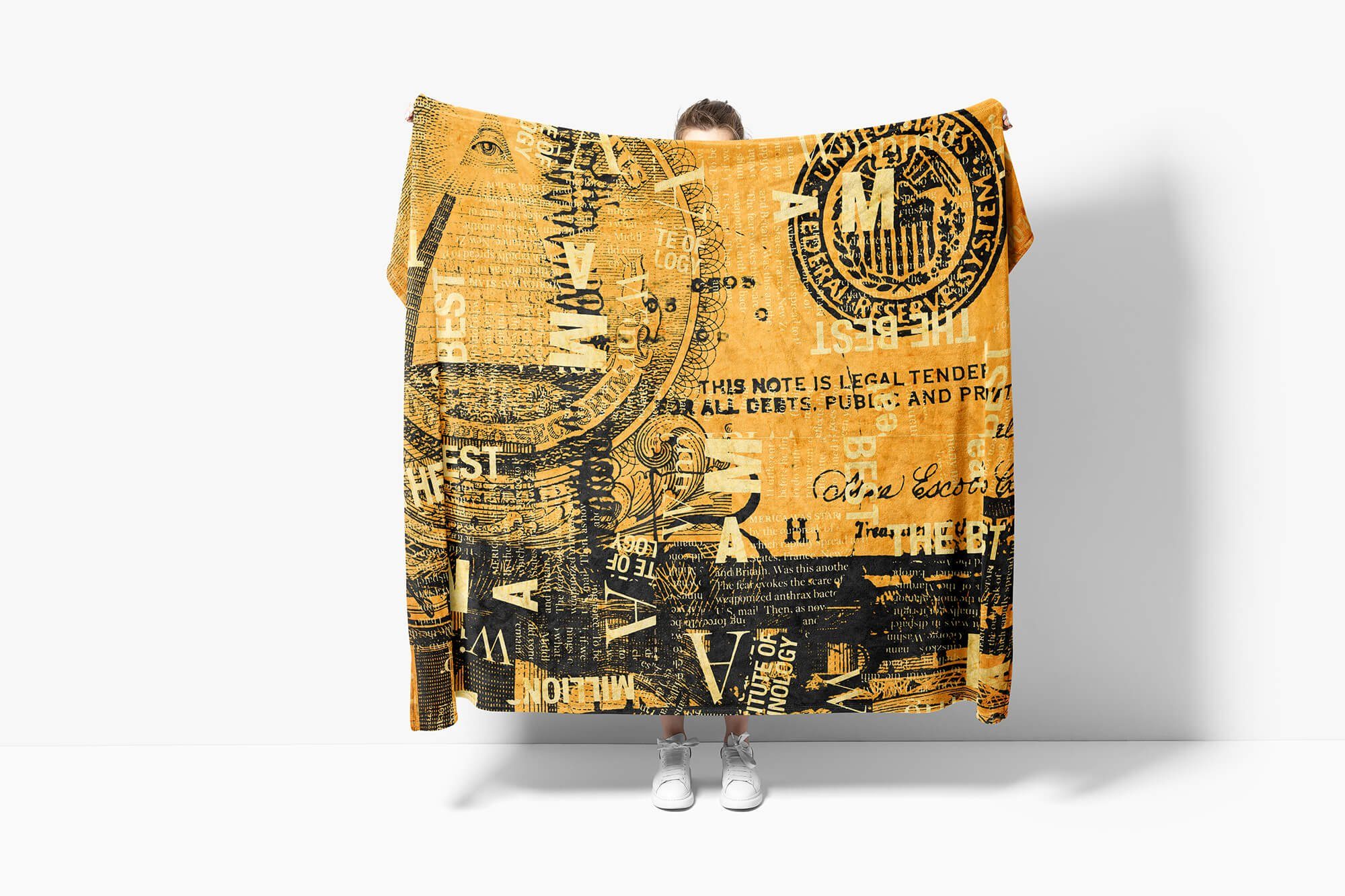 Sinus Handtuch Handtuch Baumwolle-Polyester-Mix Saunatuch Kunstvoll Kuscheldecke (1-St), Art C, Strandhandtuch Fotomotiv Dollar Handtücher mit