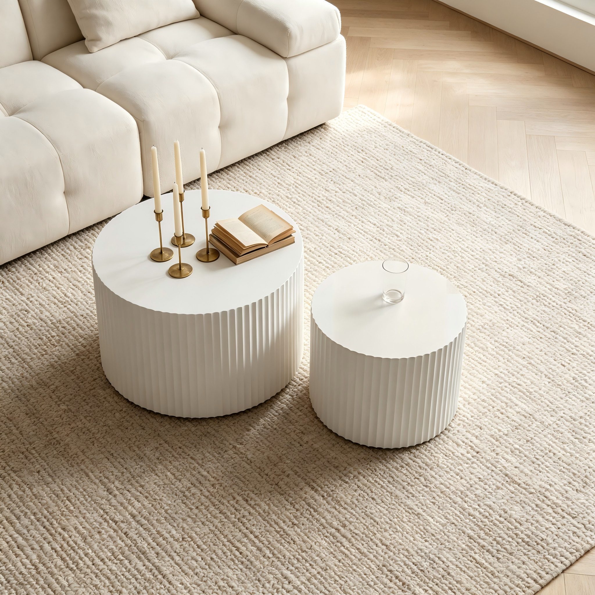 WILLIAMSPACE Couchtisch Carno MDF Couchtisch Set, rund & ineinander schiebbar platzsparend
