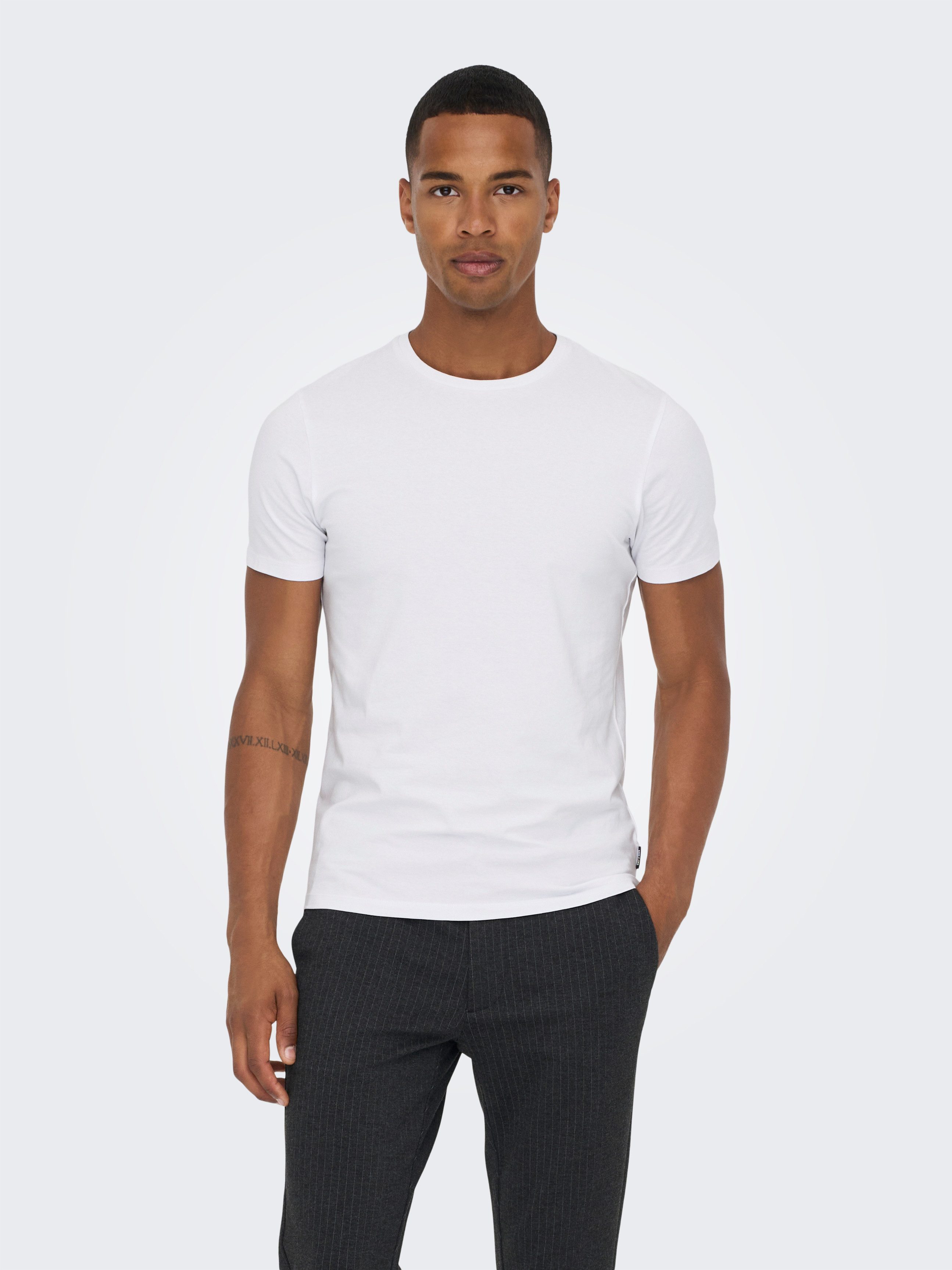 ONLY & SONS T-Shirt ONSBASIC SLIM O-NECK 2-PACK NOOS (Packung, 2-tlg)
