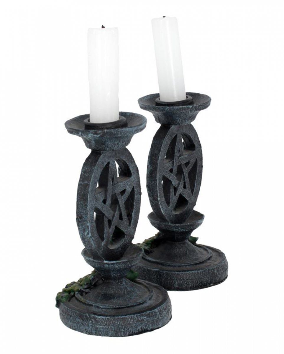 Horror-Shop Kerzenständer Altertümliche Kerzenständer mit Pentagramm Design