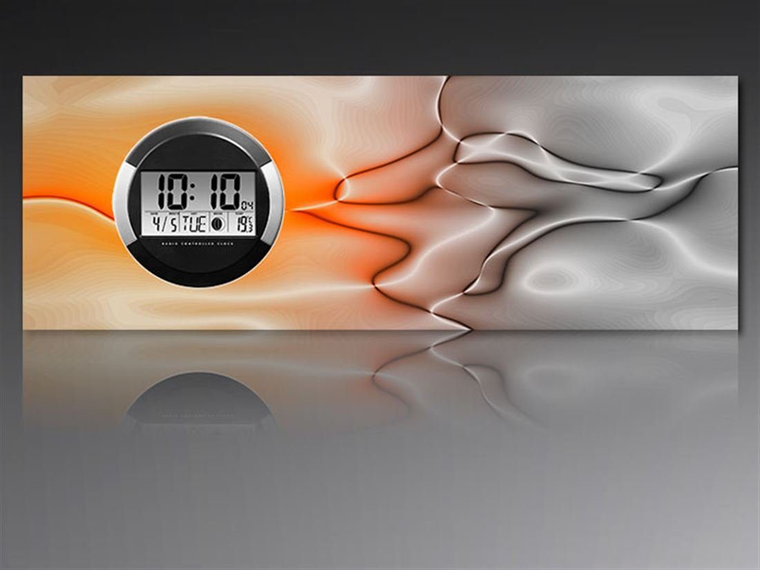 dixtime Wanduhr 6118 Dixtime Digital Designer Wanduhr, Moderne Wohnraumuhr 35x100cm (Einzigartige Digitaldruck-Optik aus 4mm Alu-Dibond)