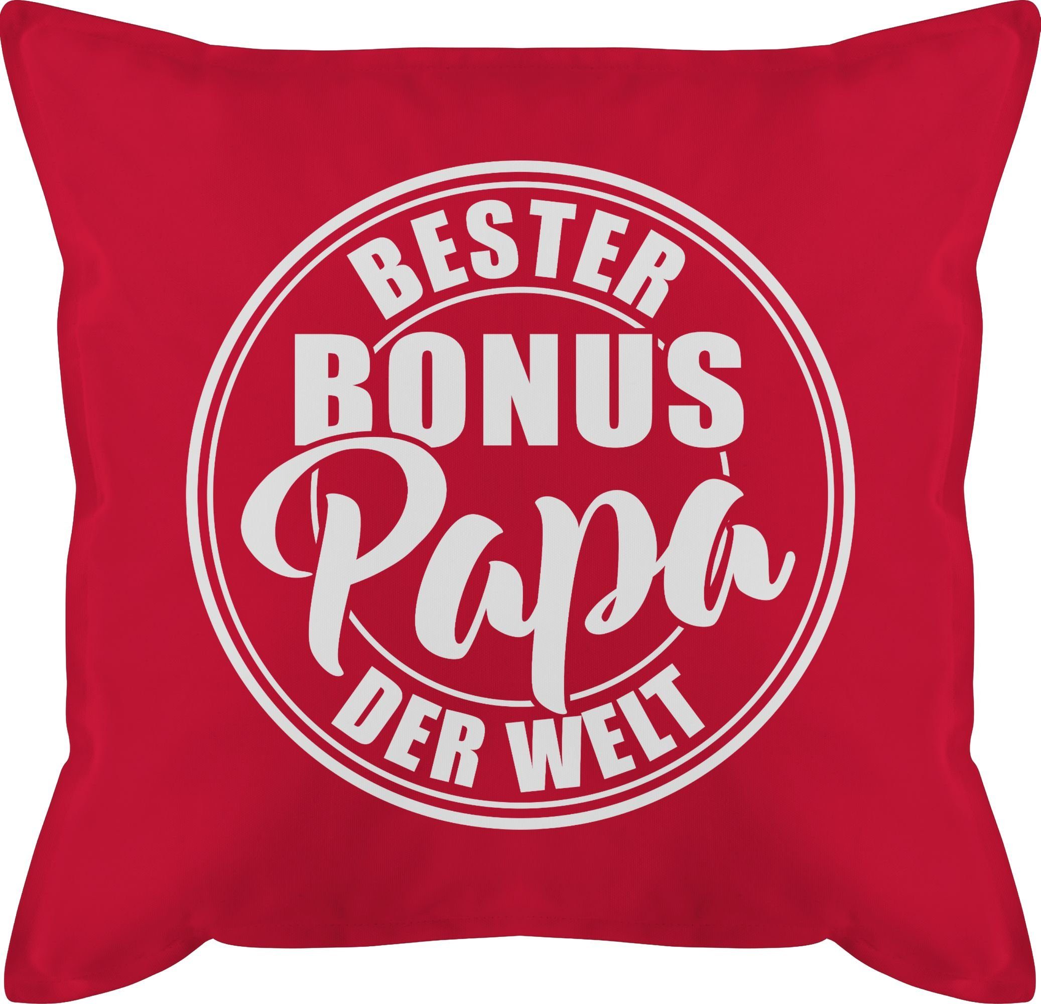 Shirtracer Dekokissen Bester bonus Papa der Welt - weiß, Vatertagsgeschenk Kissen