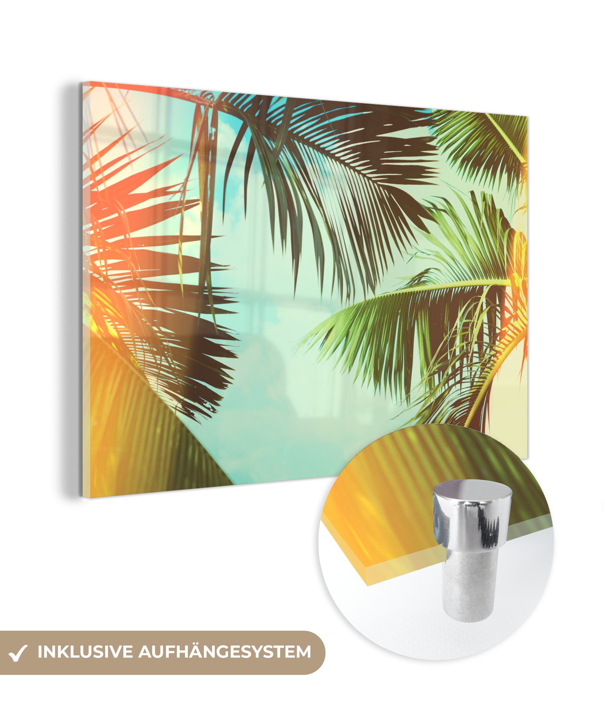 Kreditkarte MuchoWow Acrylglasbild Palmen Himmel Sonne, St), - Schlafzimmer - Wohnzimmer & Acrylglasbilder (1
