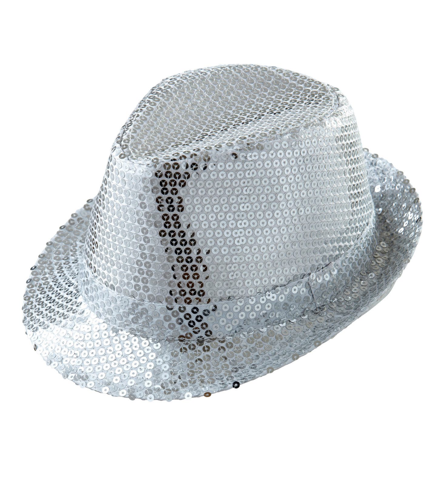 Widmann S.r.l. Kostüm Pailletten Hut 'Fedora', Silber
