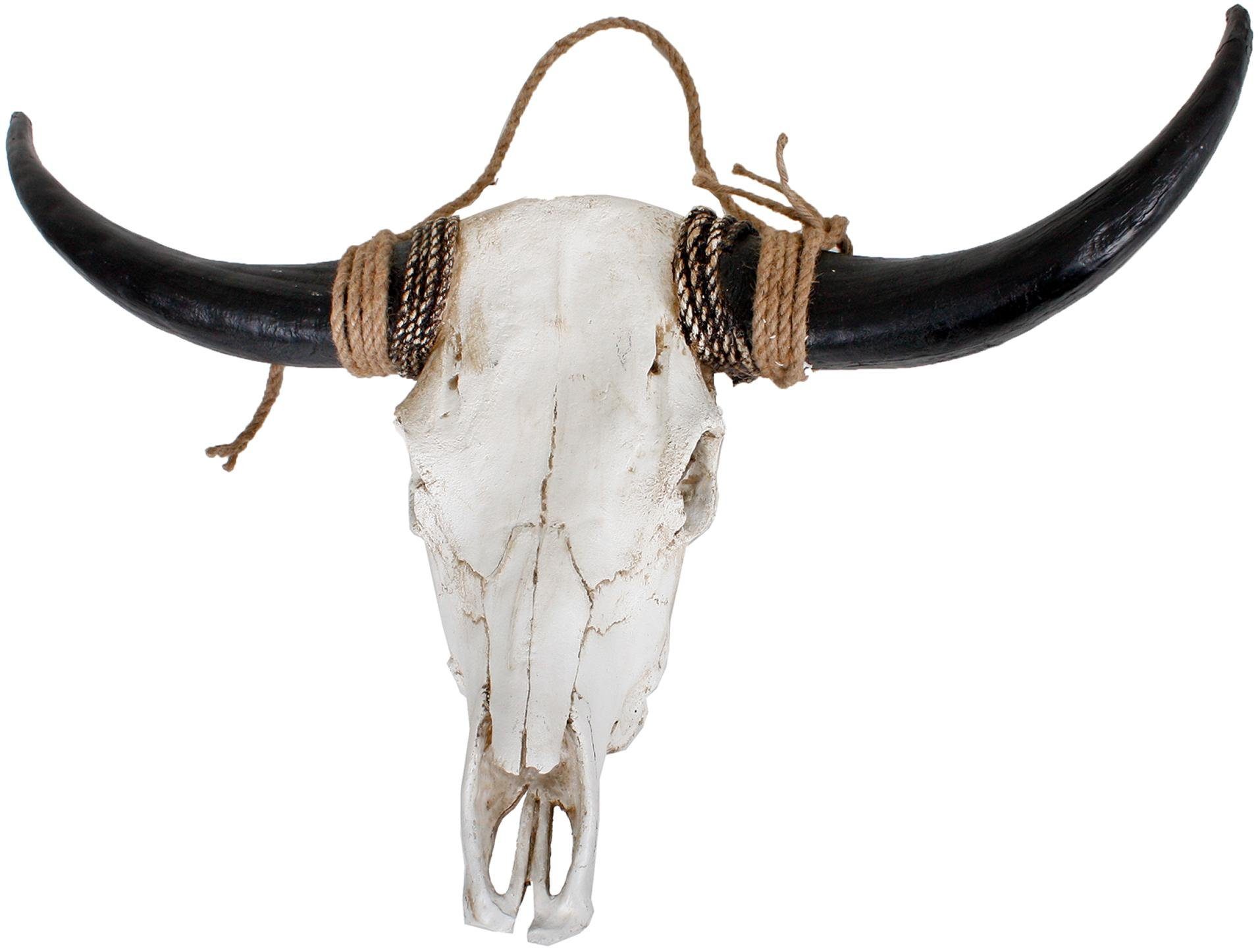 INTERIA Home & Living Dekogeweih Geweih Wanddekoration Bison Polyresin weiß mit schwarzen Hörnern 80 cm