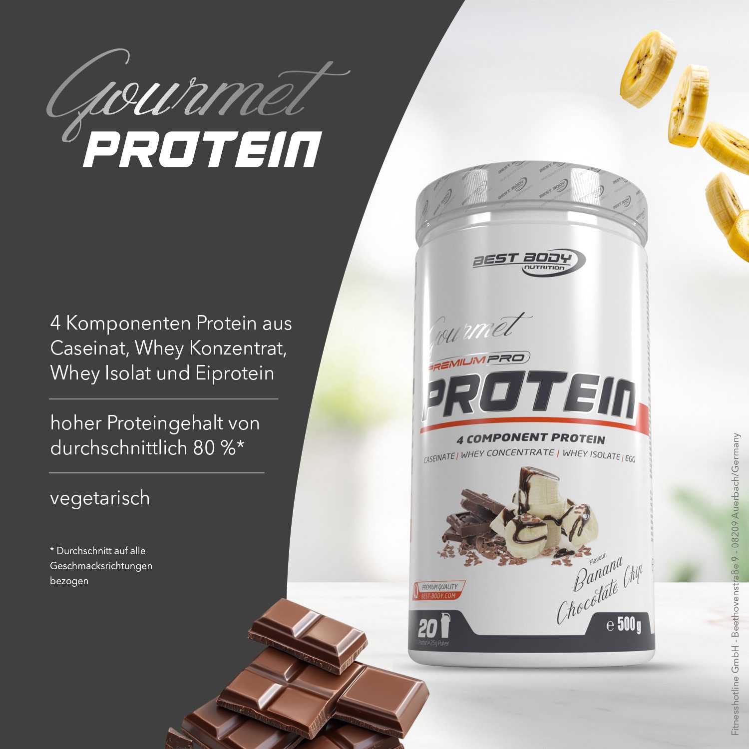 Best Body Nutrition Gourmet Premium Pro Protein - 500 g Dose Pulver, 500 g