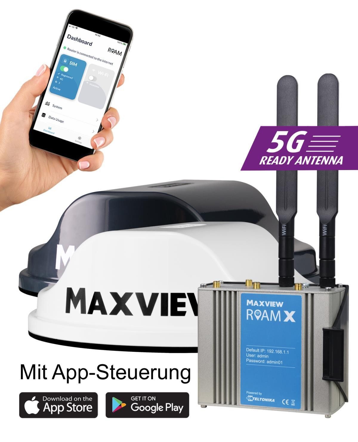 Maxview Roam X mobile 5G ready / WiFi-Antenne schwarz inkl. Router Mobilfunkantenne