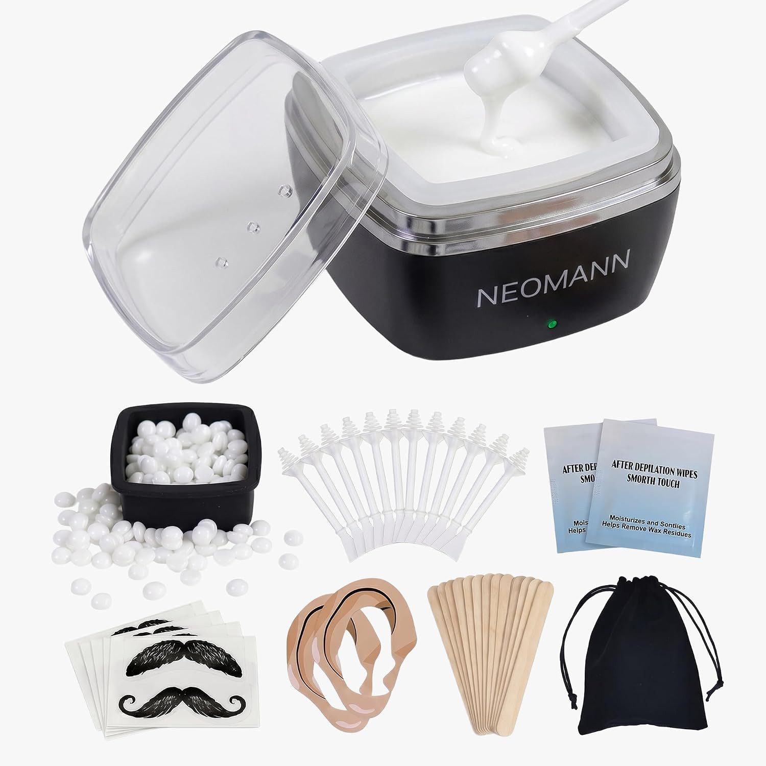 NEOMANN Warmwachs-Haarentferner Waxer Mini – Mobiles Waxing Set mit USB-C Anschluss & Etui, 1-tlg., Ideal für Nase, Augenbrauen & Gesicht unterwegs