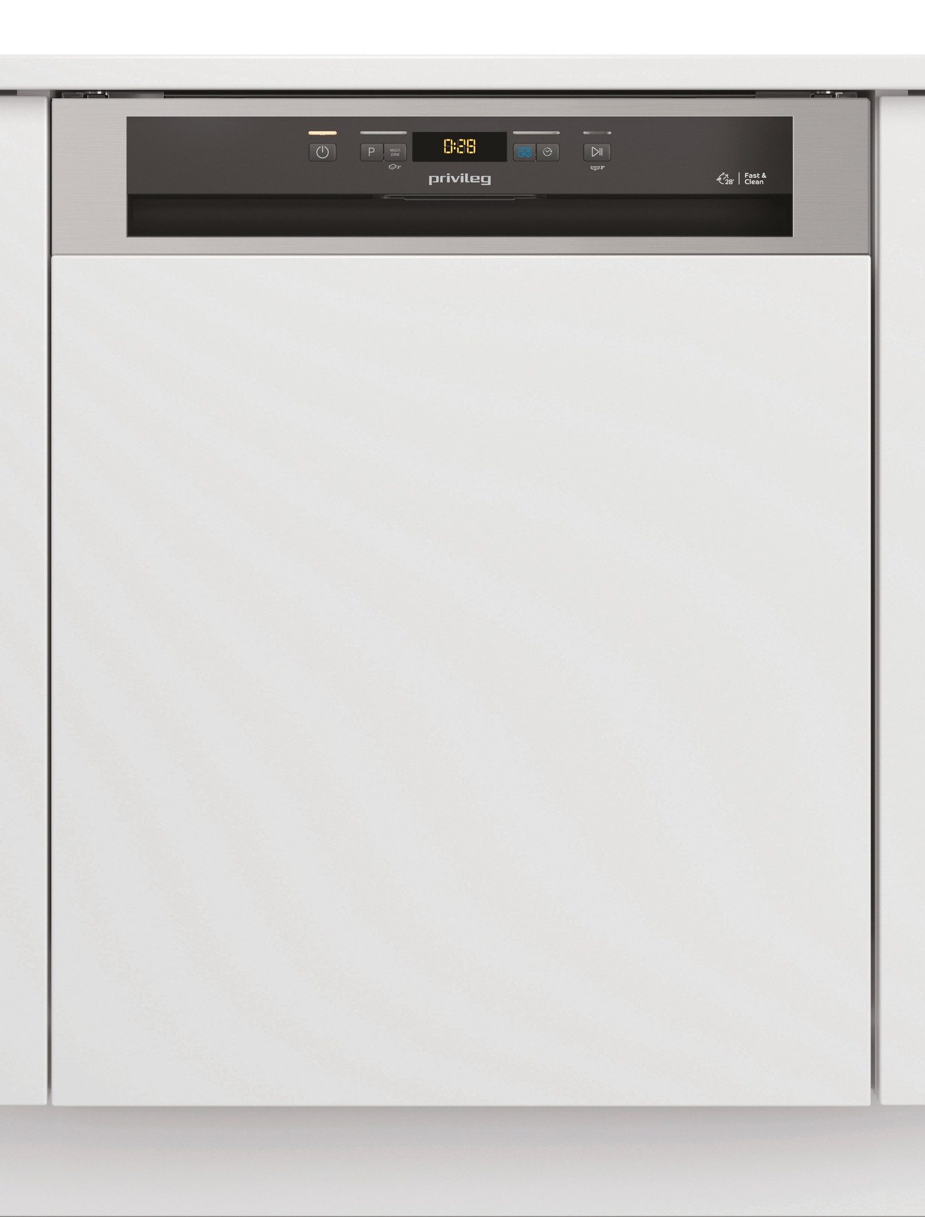 Privileg teilintegrierbarer Geschirrspüler RBO 2T131 A F S, 14 Maßgedecke, Fast&Clean 28’ – das effektive Reinigungsprogramm unter 28 Minuten