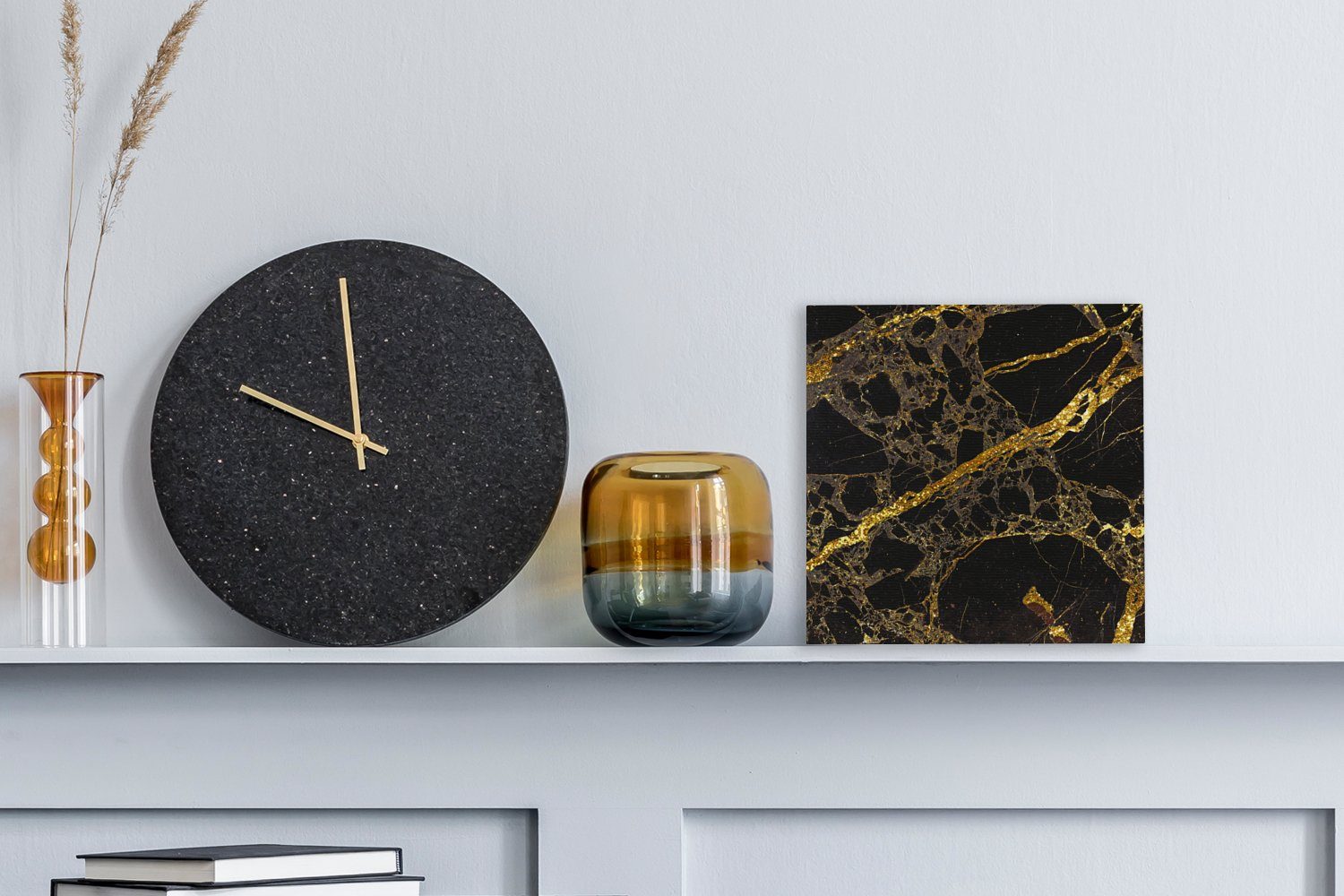 Gold - Trendy, Leinwand Wohnzimmer - Marmor St), OneMillionCanvasses® Leinwandbild für - Schlafzimmer (1 Schwarz Bilder