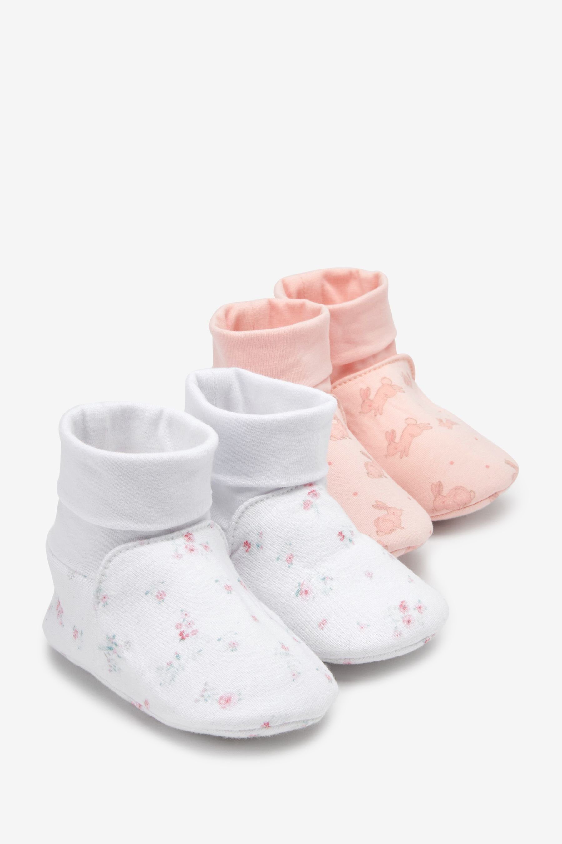 Baumwollanteil x Babystiefel hohem White 2 2 Baby-Stiefelchen mit Next and Pack (1-tlg) Pink