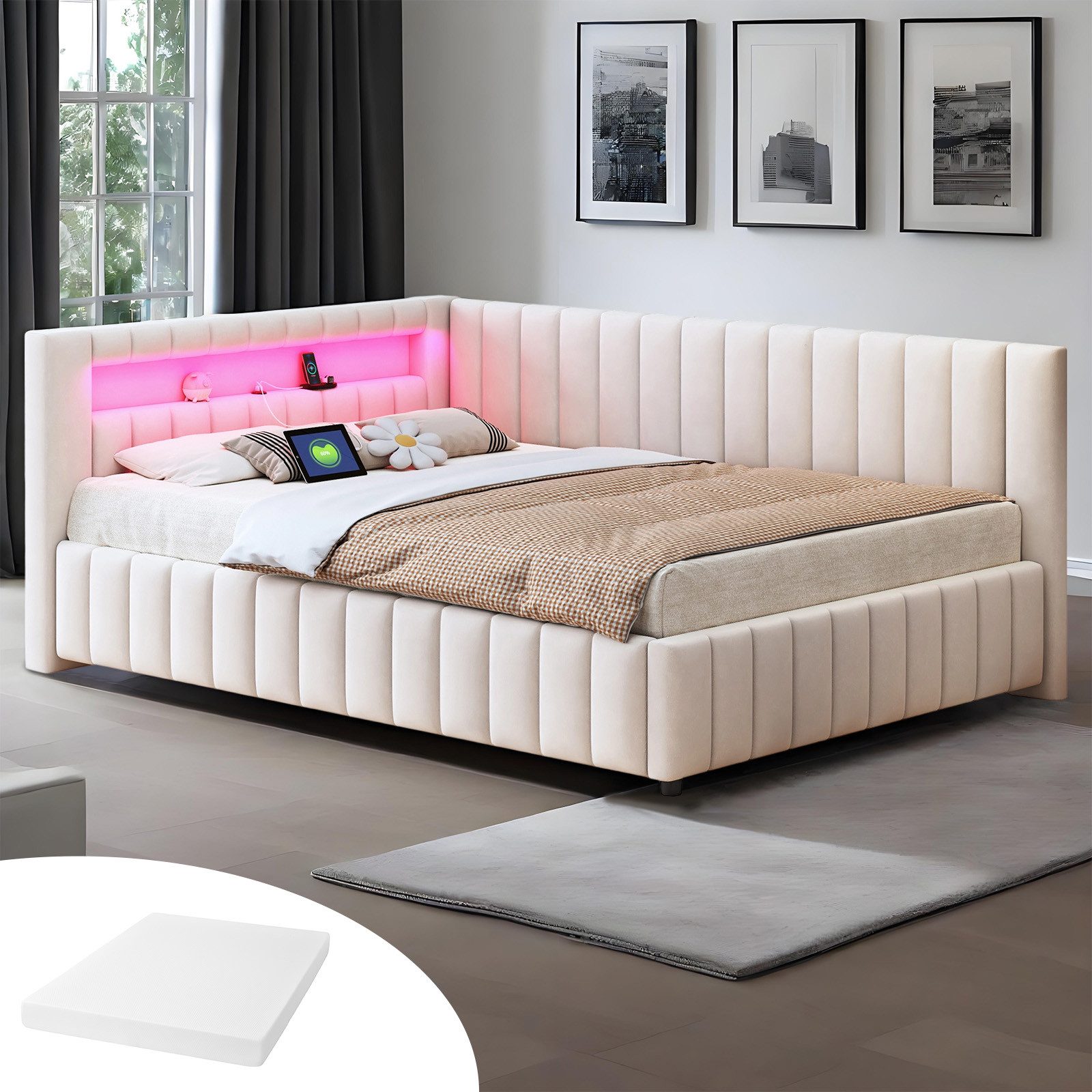 REDOM Polsterbett Schlafsofa Multifunktionsbett, Funktionsbett Stauraumbett günstig online kaufen