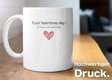Dekotalent® Tasse Valentinstag Geschenk Tasse - Kaffeetasse - Fuck Valentines Day Becher, Hochwertiges Porzellan / 300 ml Volumen