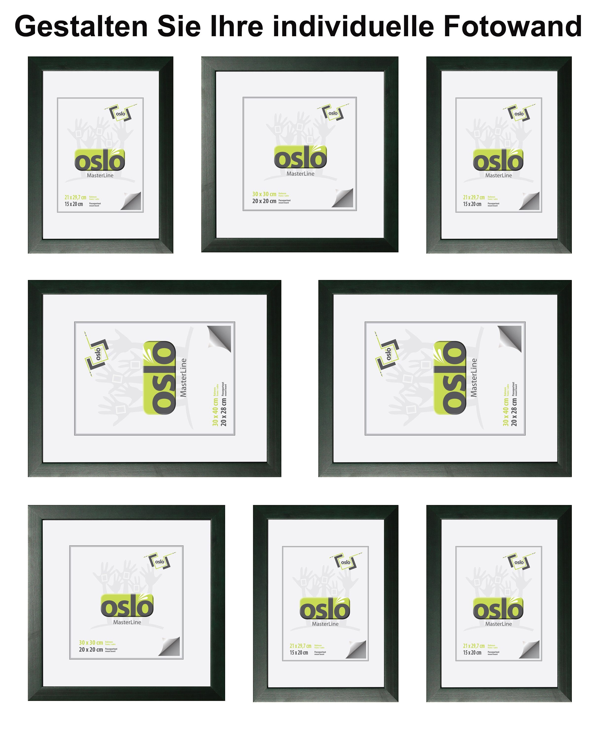 Oslo Querformat, Bilderrahmen und massiv Holz dunkelgrün Hoch Bilderrahmen 30x30 FSC-zertifiziert MasterLine Echtglas