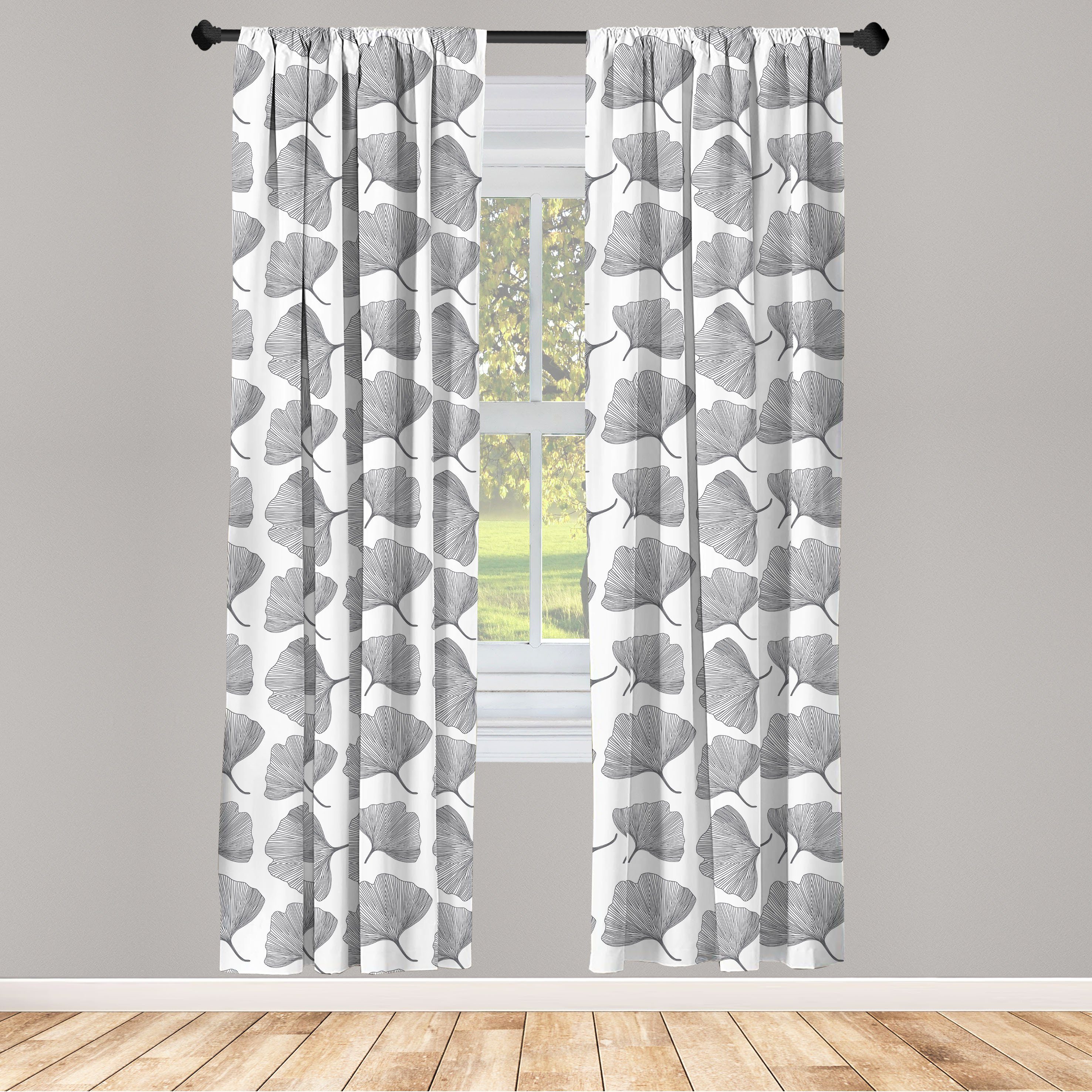 Dekor, Vorhang Abakuhaus, Microfaser, Leafage Minimalist Gardine Gingko Wohnzimmer für Schlafzimmer Natur