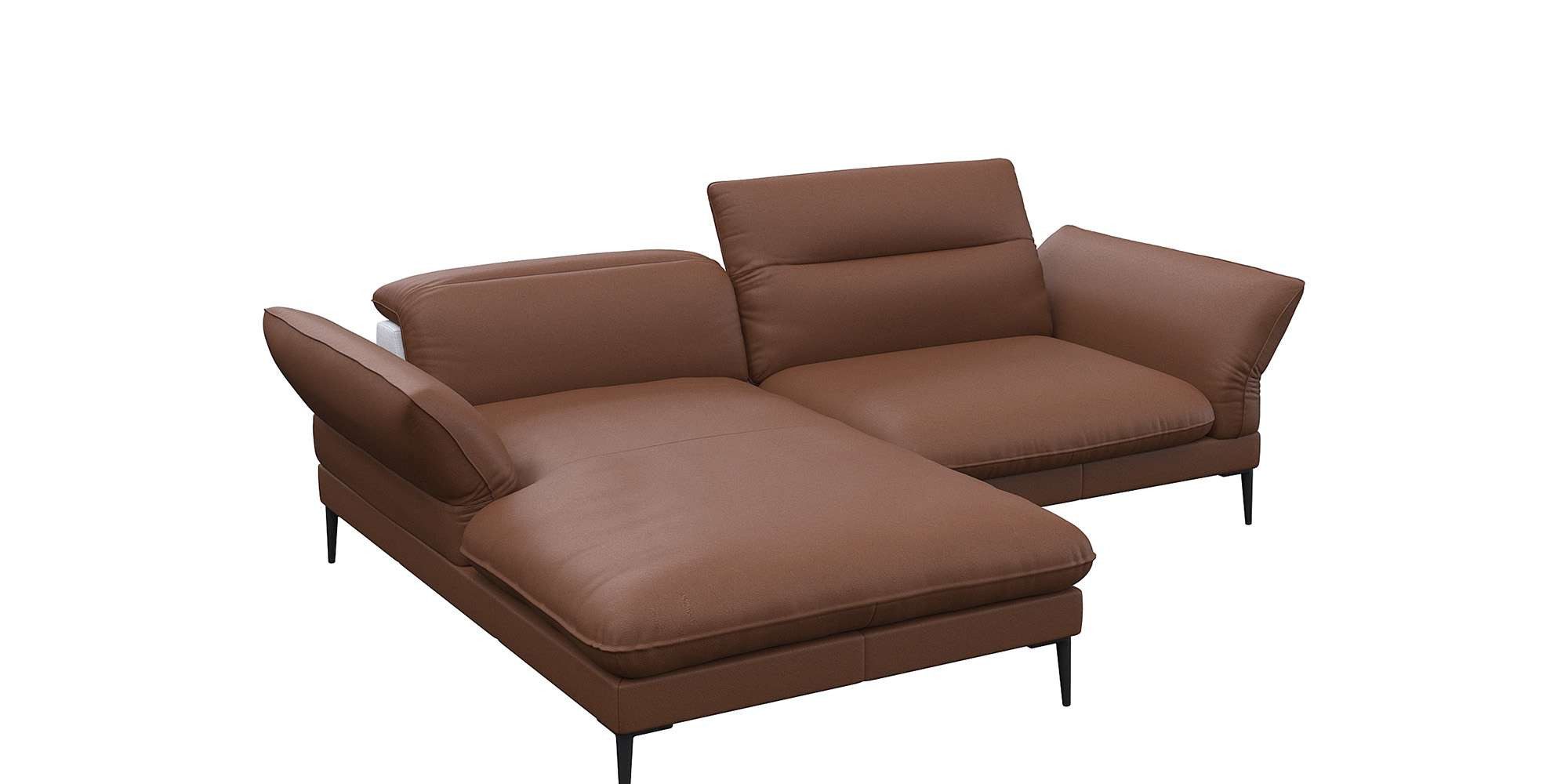 FLEXLUX Ecksofa Salino, Funktionssofa mit Recamiere, Relaxsofa, Ecksofa, Sofa mit Arm- und Kopfteil-Verstellungen, Kaltschaum & Stahl-Wellen