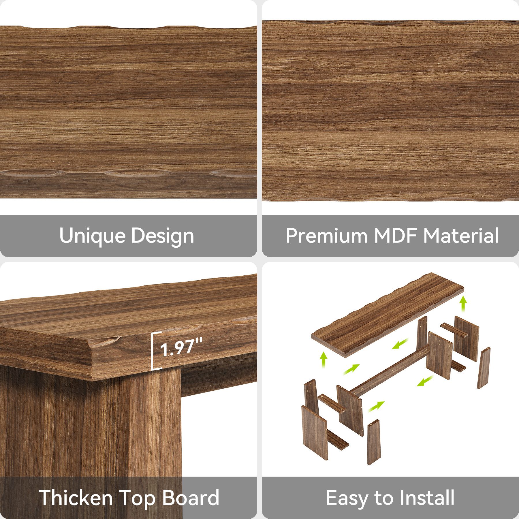 Tribesigns Schuhbank 120 cm Eingangsbank, Sitzbank aus Holz mit stabilem Gestell, (Landhaus-Holzbank, für Esszimmer, Wohnzimmer, Schlafzimmer, Flur, einfache Montage)