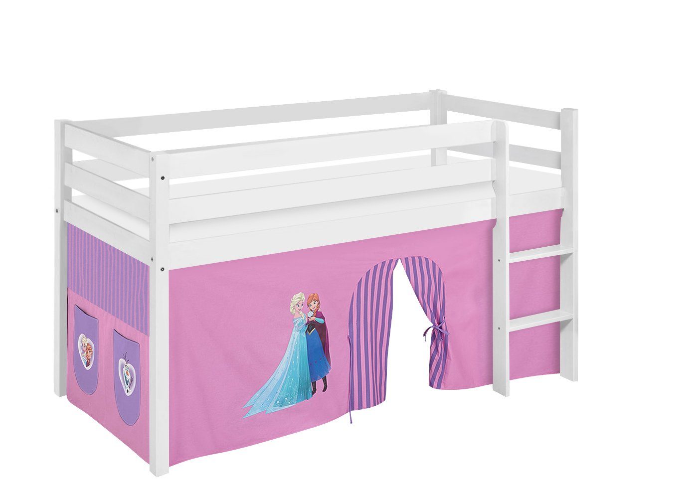 Lilokids Kinderbett Hochbett JELLE mit Vorhang FROZEN Eiskönigin Anna & Els günstig online kaufen