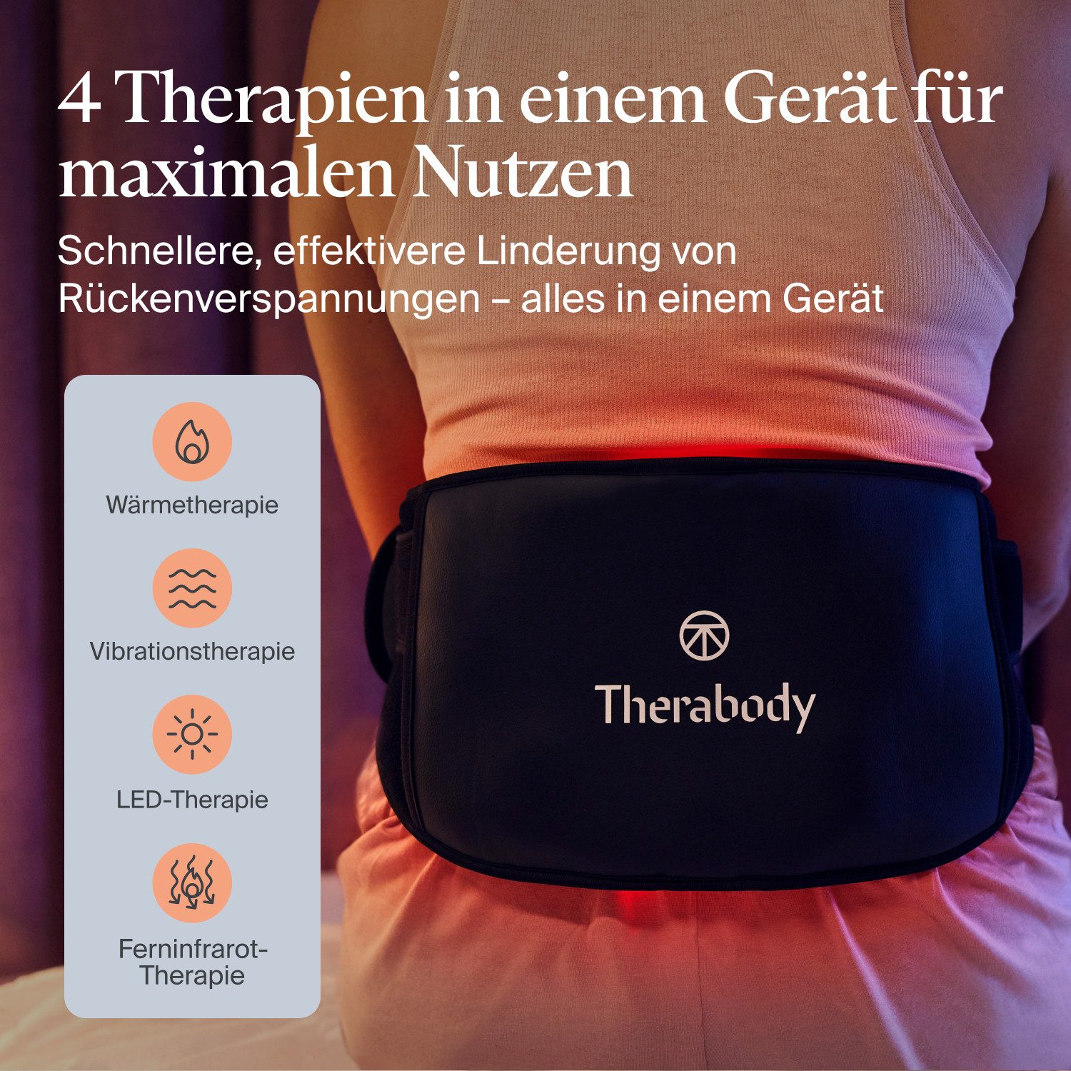 Therabody Wärmegürtel ThermBack LED Therapiebandage mit Ferninfrarot, LED, Wärme, Vibration, Lindert Rückenschmerzen, fördert Erholung & steigert Beweglichkeit